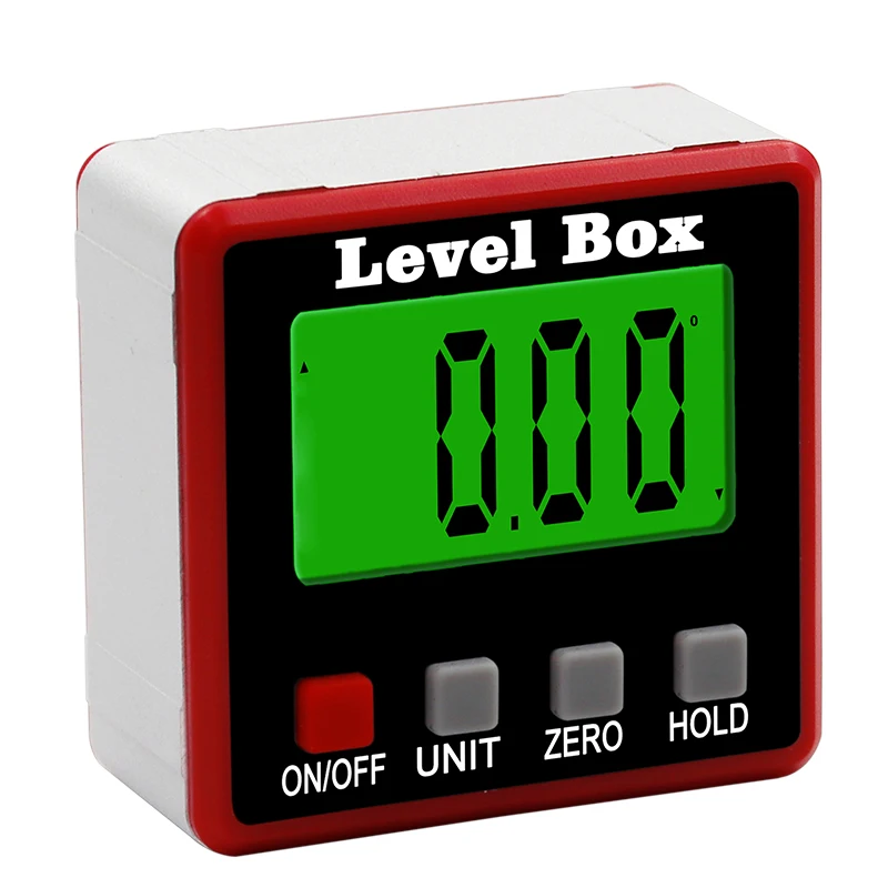 Precisão Transferidor Digital com Ímã Base, impermeável Nível Box, inclinômetro, ângulo Finder, Bevel
