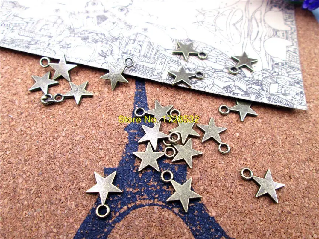 

60pcs 10MM Antique bronze little stars charms pendants