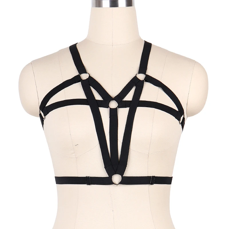 

JLX.HARNESS Women fetish bondage body harness pastel goth liguer stocking strap bra rave wear lingerie cage bra harness belt