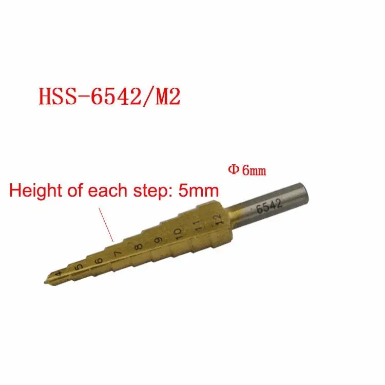 

4-12mm HSS 6542 Steel Step Cone Titanium Coated Drill Bit Cut Tool Set Hole Cutter for metal