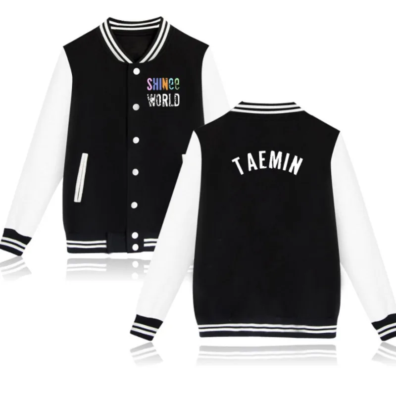 

K POP K-POP KPOP SHINEE Zip-Up Harajuku Hoodies Fans Supportive Fleece Baseball Uniform jackets Men Women Tumblr Sweatshirt