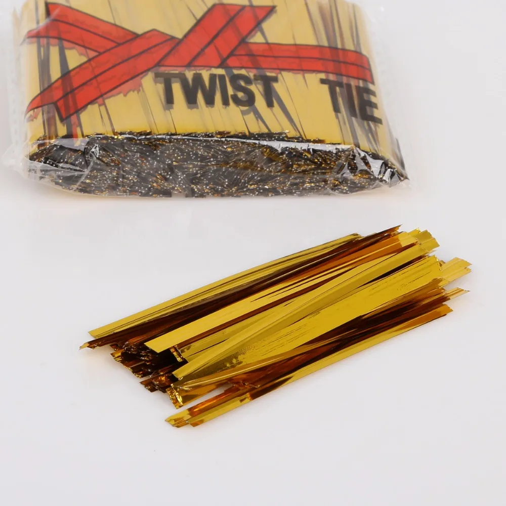 Twist Ties Wire Solid Silver/Gold Color 800pcs/pack Rope Cord For Cake Pops Sealing Cello Bags Lollipop Gifts Packgae Packing