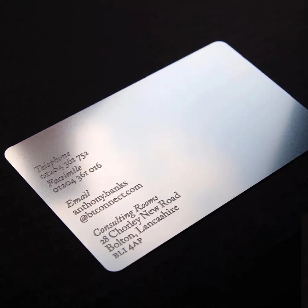 100pcs/lot 0.3mm thickness Blank stainless steel/customized metal business card mirror finish with free shipping price