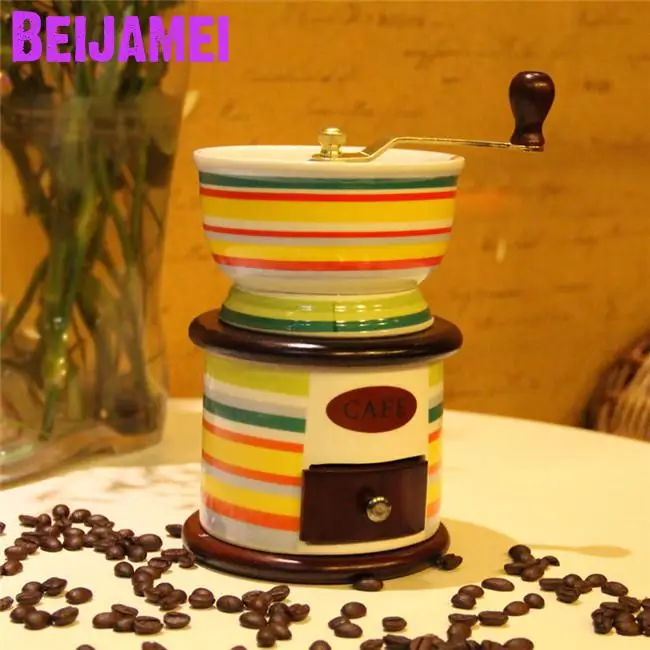 BEIJAMEI رائجة البيع مطحنة يدوية يدوية آلة المطاحن المطبخ الصغيرة طحن الفلفل القهوة المكسرات مطحنة التوابل