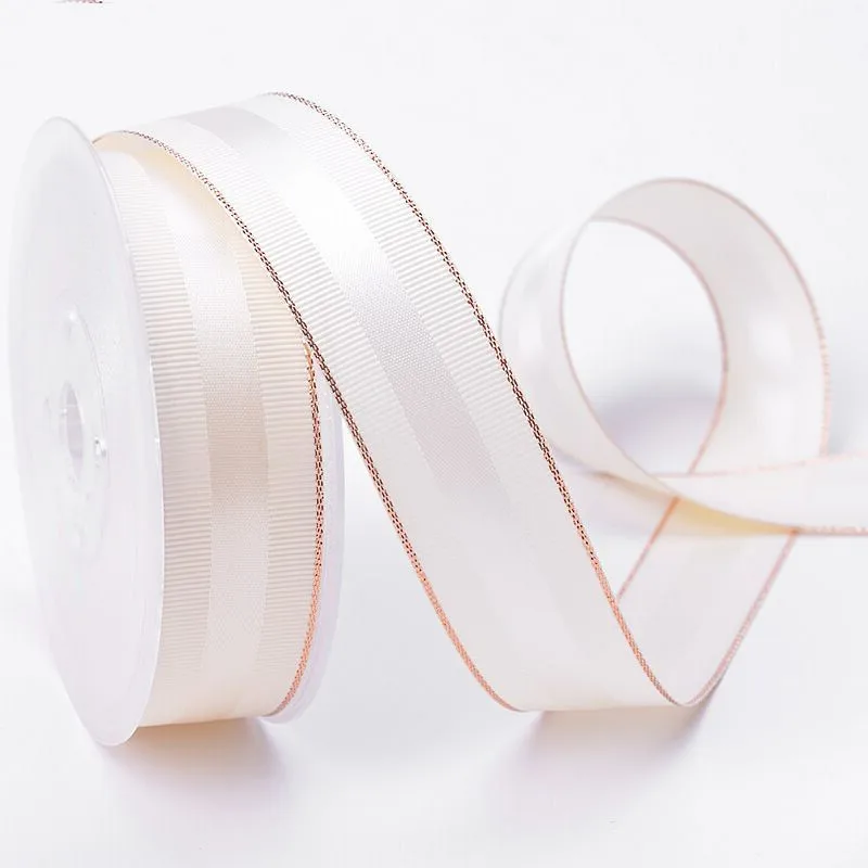 10 Yards 10MM/16MM/25MM/38MM Glitter Gold Edge Double Sided Grosgrain Ribbon Christmas Decor Materials Hair Bows Gift Packing