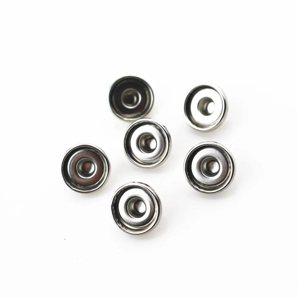 

100pcs/lot Round Snap Press Buttons For Bracelet Necklace Jewelry Silver Stone Button setting Blanks 12mm Cabochon