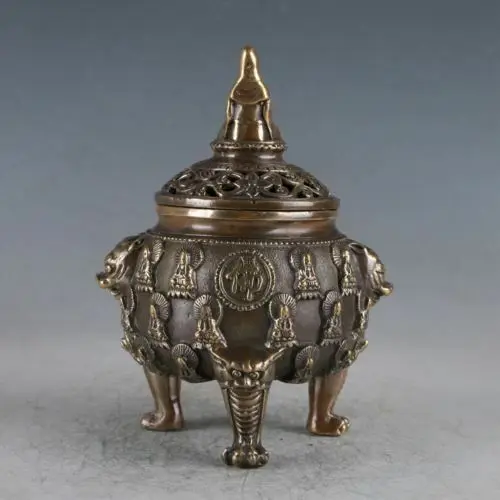 Exquisite Old Brass Buddha Statue Incense Burner Made During The Daming Xuande Censer Statue