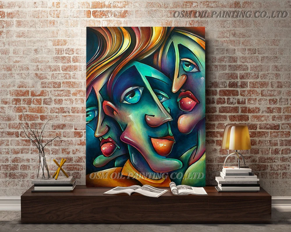 Skills Artist Pure Handmade High Quality Abstract Face Oil Painting on Canvas Funny Portrait Oil Painting for Friend Unique Gift