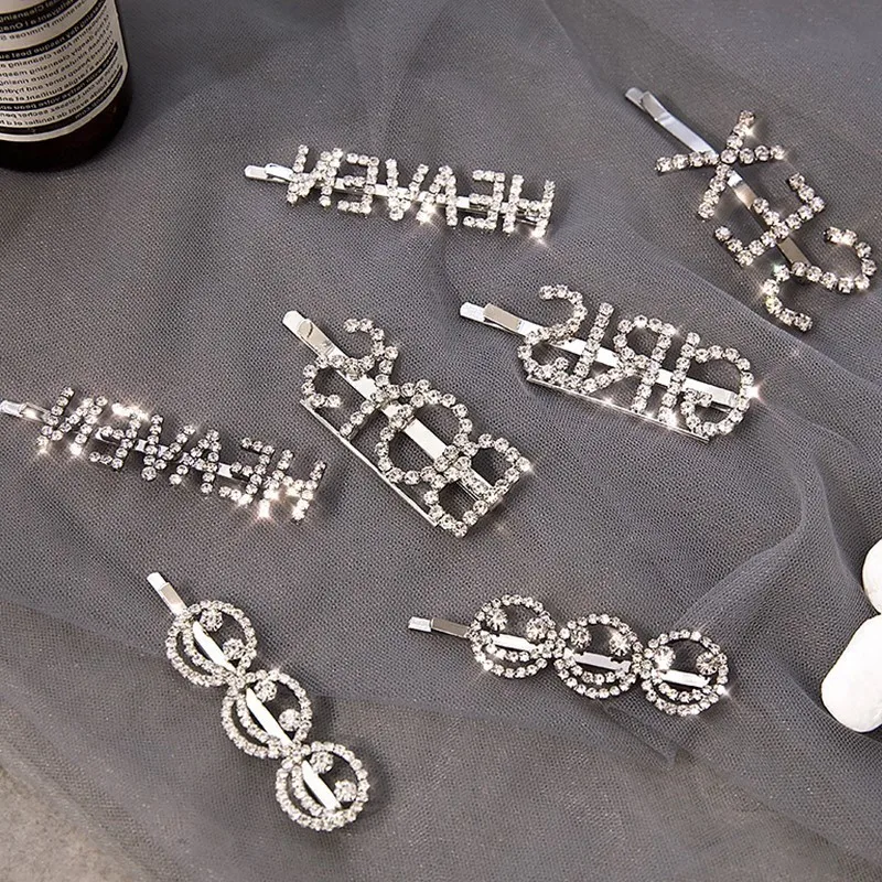 Hair Clip Women Hair Pin Hairclip English Letter Barrette Rhinestone Personality Word Girl Hairpin Hair Accessories Jewelry