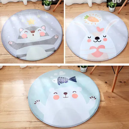 Round Cartoon Carpet for Children's Room, Bedroom Bedside Blanket, Coffee Table, Bed Front Computer Chair Mat