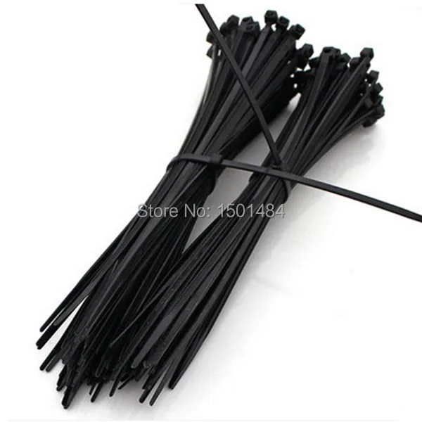 100pcs 20cm Nylon Plastic Zip Trim Wrap Cable Loop Ties Wire Aeromodelling tie Self-Locking black