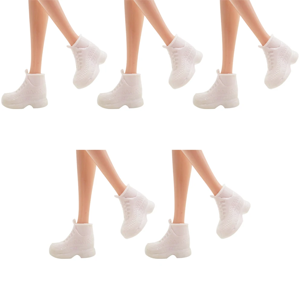 NK 5 Pairs/Set Doll White Shoes Cute Fashion Running Shoes For Barbie Doll Accessories High Quality Baby DIY Toy  Gift