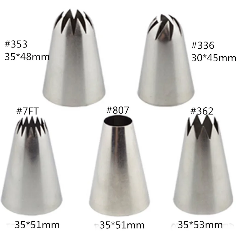 Large 5pcs/set Cream Pastry Tips Stainless Steel DIY Cake Icing Piping Nozzles Fondant Decorating Tools Sugarcraft Bakeware image 5