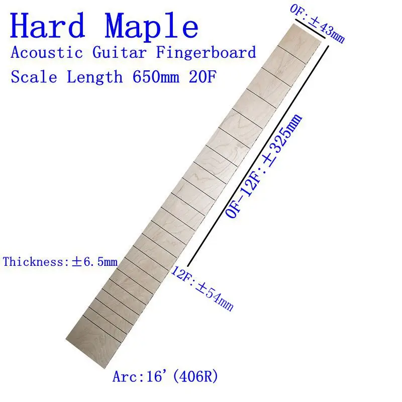 Hard Maple Acoustic Guitar Fingerboard Semi-Manufactures Guitar Making Repair Materials And Accessories