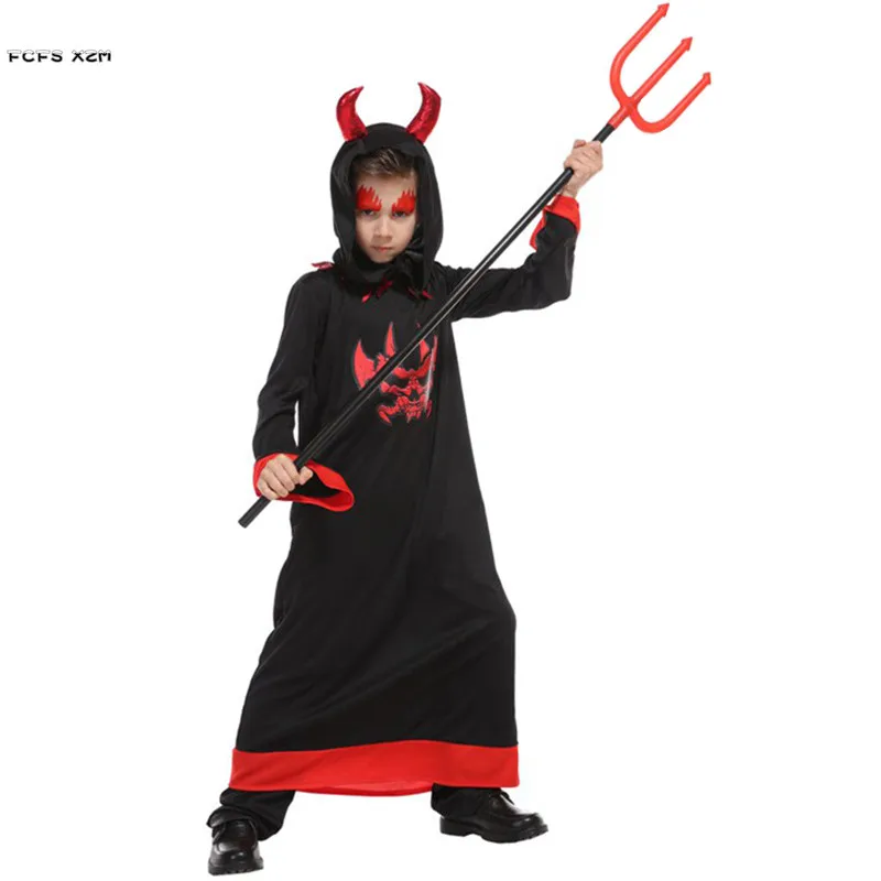 Boys Halloween Hell Devil Demon Costumes Children Kids Fiend Azrael Death Cosplay Carnival Purim Easter Masquerade Party Dress