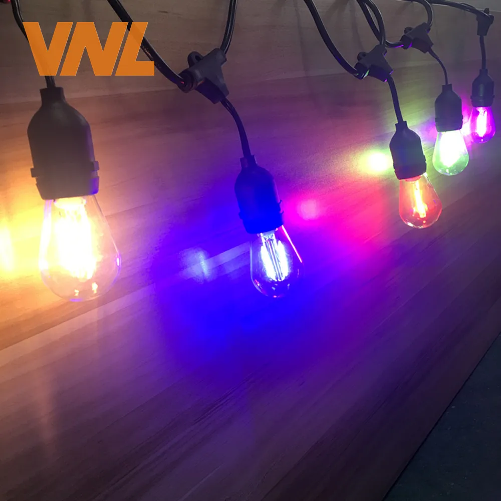 VNL IP65 15M Commercial LED String Lights S14 LED Multicolor Light String Waterproof For Holiday Garland Wedding Lighting