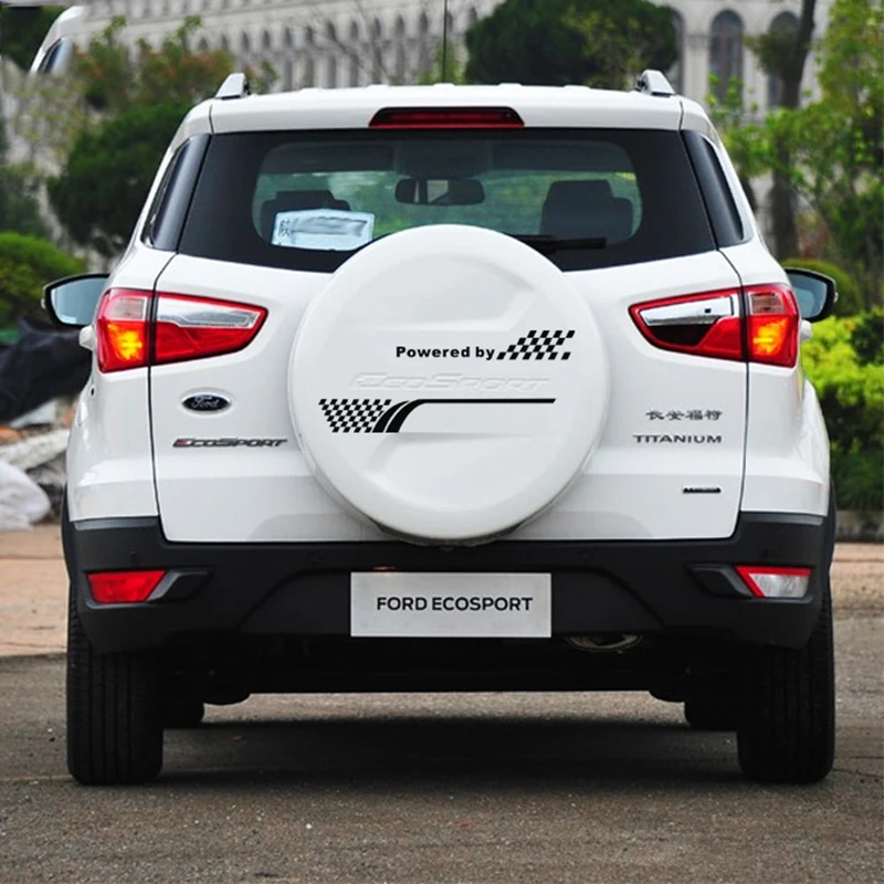 SPORT grid style die cut vinyl sticker on car spare wheel for FORD ECOsport and so on,black and white car styling covers