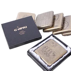 Vintage Pure Bronze Cigarette Case with Gift Box Holder 20 Pcs Regular Cigarette Tobacco Box with 2 Clips As Perfect Gift