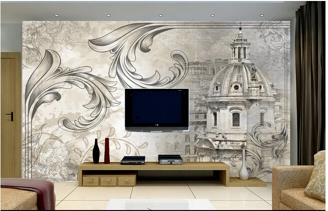 

Custom vintage wallpaper, large mural European style pattern and castle for bedroom TV walk paper de parede vinyl