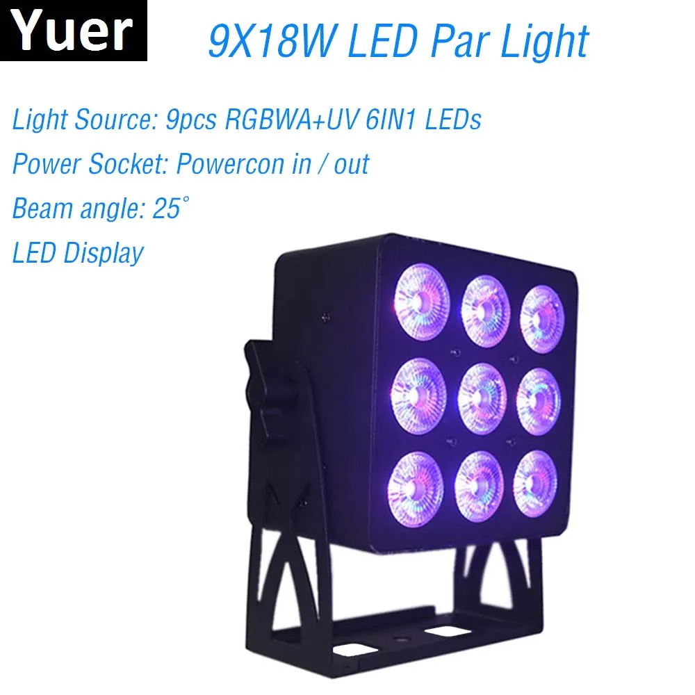 

Алюминиевый сплав светодиодный Par 9X18W RGBWA + UV 6IN 1 светодиодный Par светодиодный Spotlight Dj лазерный проектор, прожектор, сценическое освещение