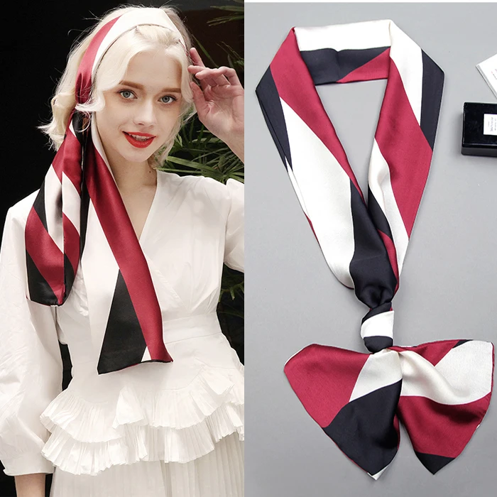 Women Long Silk Scarf Double-Side Printing Fashion Women Neck Satin Scarves Japanese Scarf Bussiness Party Travel Girl Scarfs