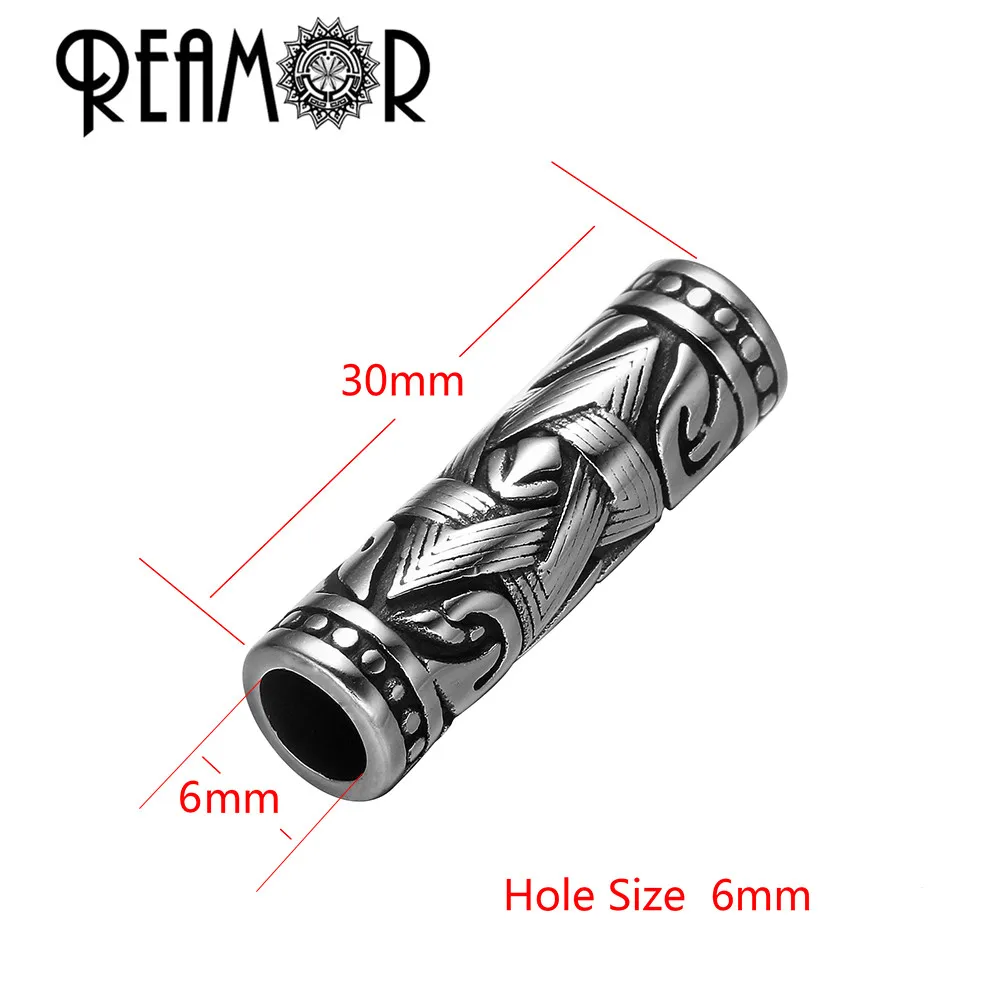 REAMOR 3pcs 6/8mm 316L Stainless steel David Star Big Hole Tube Beads for Bracelet Necklace DIY Jewelry Making Wholesale