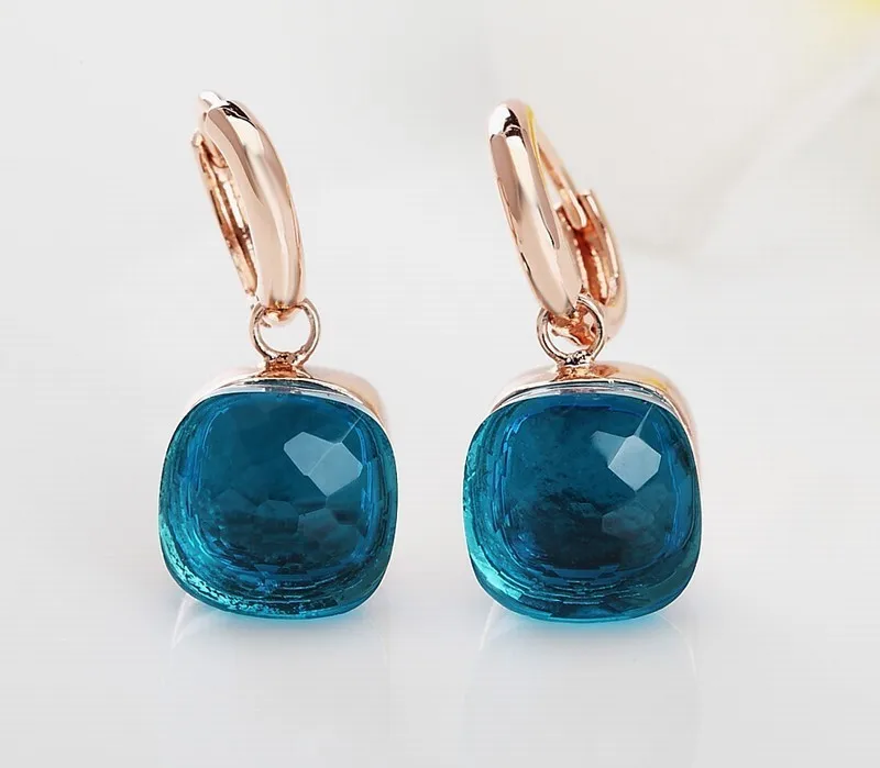 2021 High Quality Brand Jewelry 6 Colours Choose Of Crystal Rose Gold Plated Earrings For Best Holiday Gift