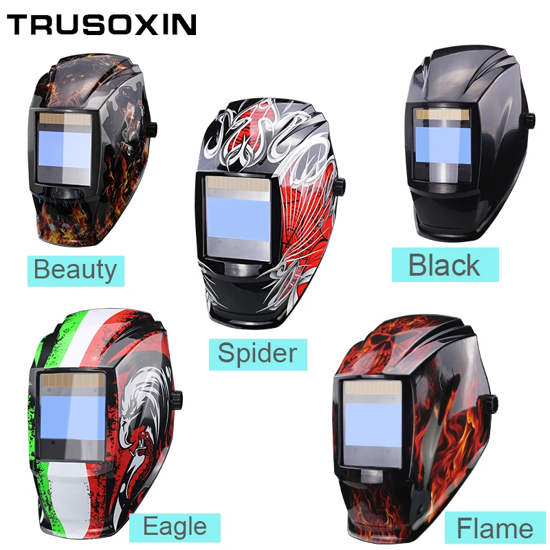 Rechangeable Battery4Arc Sensor Big View Solar Auto Darkening/Shading Grinding/True Color Welding Helmet/Welder Goggles/Mask/Cap