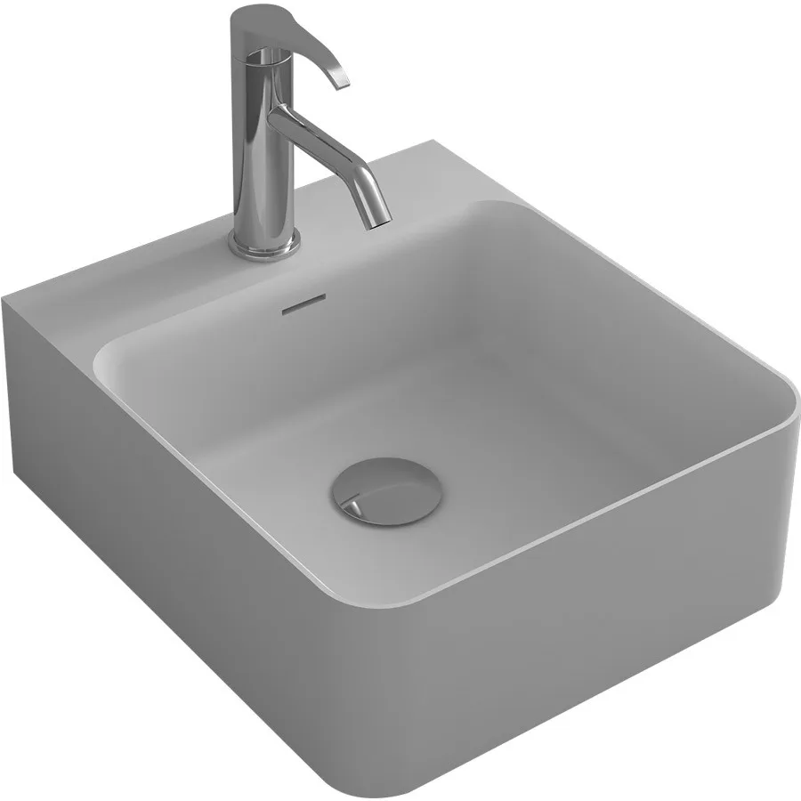 Bathroom Rectangular Wall Hung Corian Vessel Sink Solid Surface Stone Wash Basin RS38248A