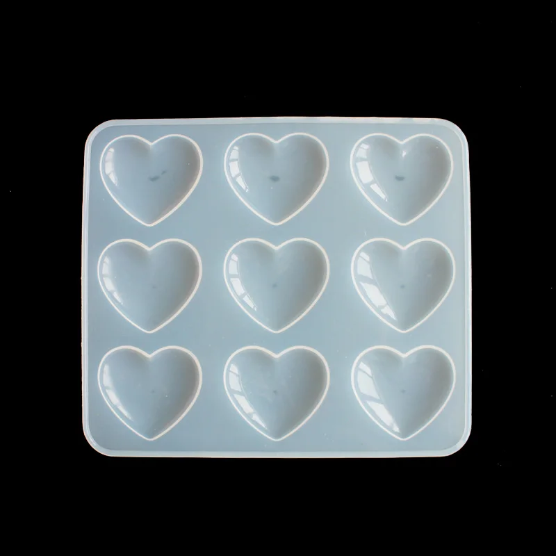 Silicone Mold 9pcs Heart DIY Epoxy Resin Crafts Jewelry Making Handmade Tools Mirror Crystal Molds Cake Fondant Chocolate