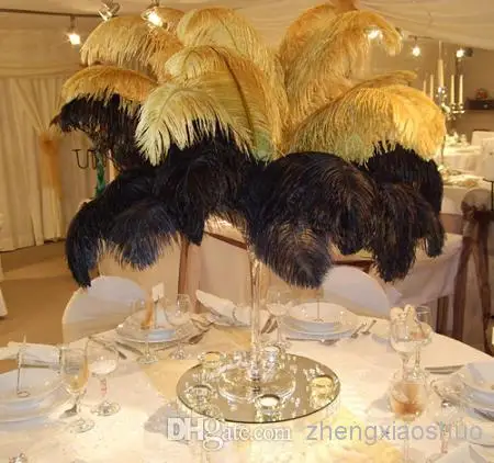 

50pcs black Ostrich Feather Plume for Wedding centerpiece christmas feather wedding home festive table decor party supply