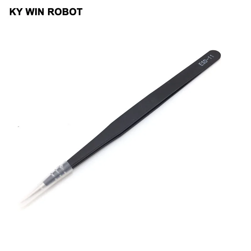 1 قطعة ESD-11 مكافحة ساكنة منحني مستقيم تلميح الملقط الدقة لحام مجموعة ملاقيط ESD الإلكترونية الملقط أداة