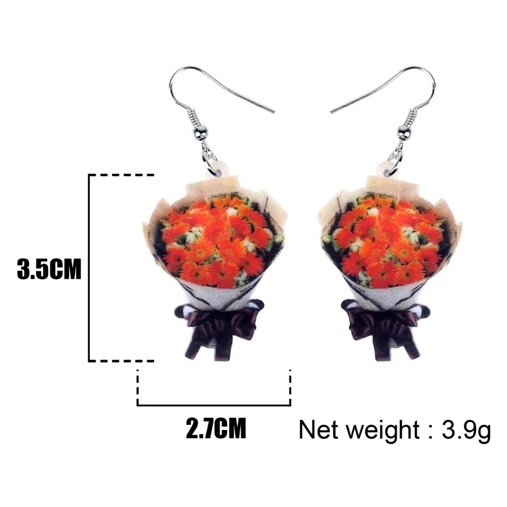 Bonsny-pendientes acrílicos con forma de flor de crisantemo para mujer y niña, aretes colgantes, planta bonita, regalo, venta al por mayor