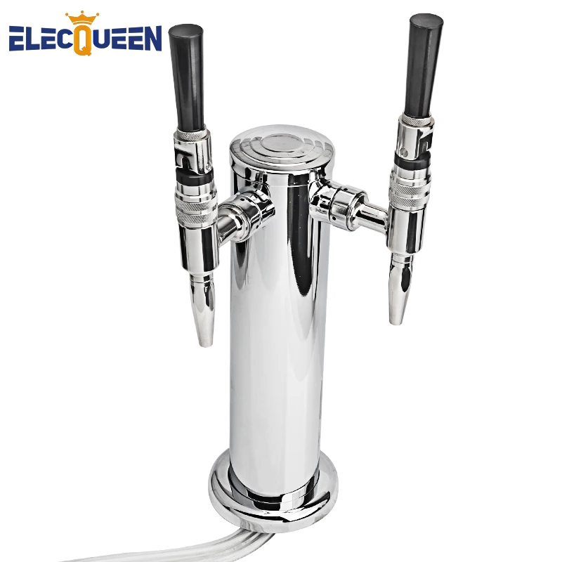 ELECQUEEN Top Quality Double Straight Faucet Beer Tower Stainless Steel Shiny Body Homebrew Draft Beer Towers Bar Accessories