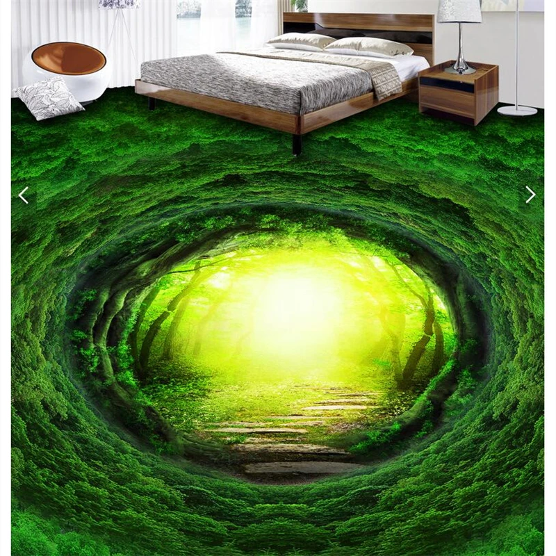 beibehang Custom flooring self-adhesive painting 3d magic dream forest path 3D floor decoration three-dimensional painting