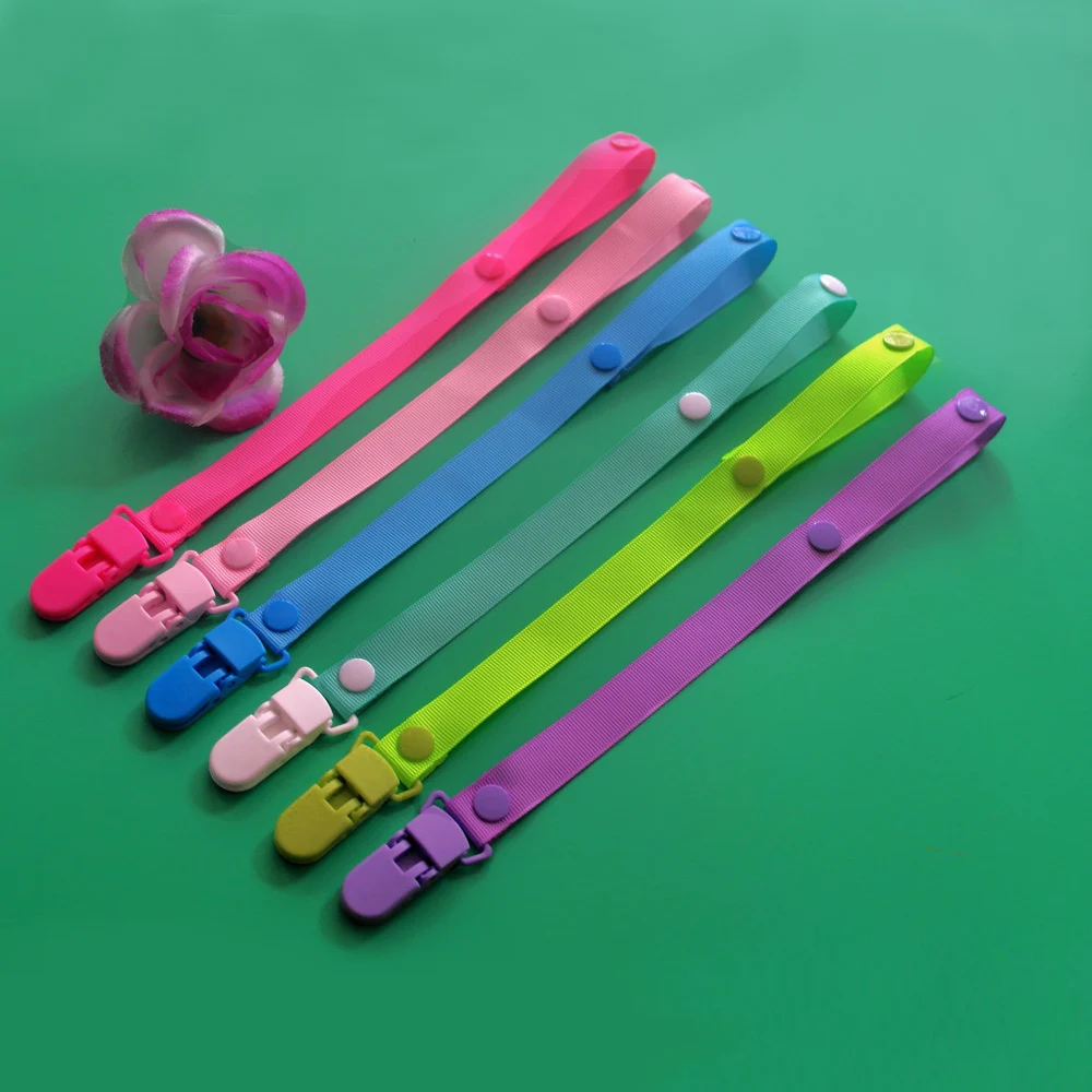 Free Shipping 20 Pcs  BABY DIY Pacifier Chain Baby Pacifier Clip Dummy Holder Soother Chain Safety Buckle Lock 12 colors