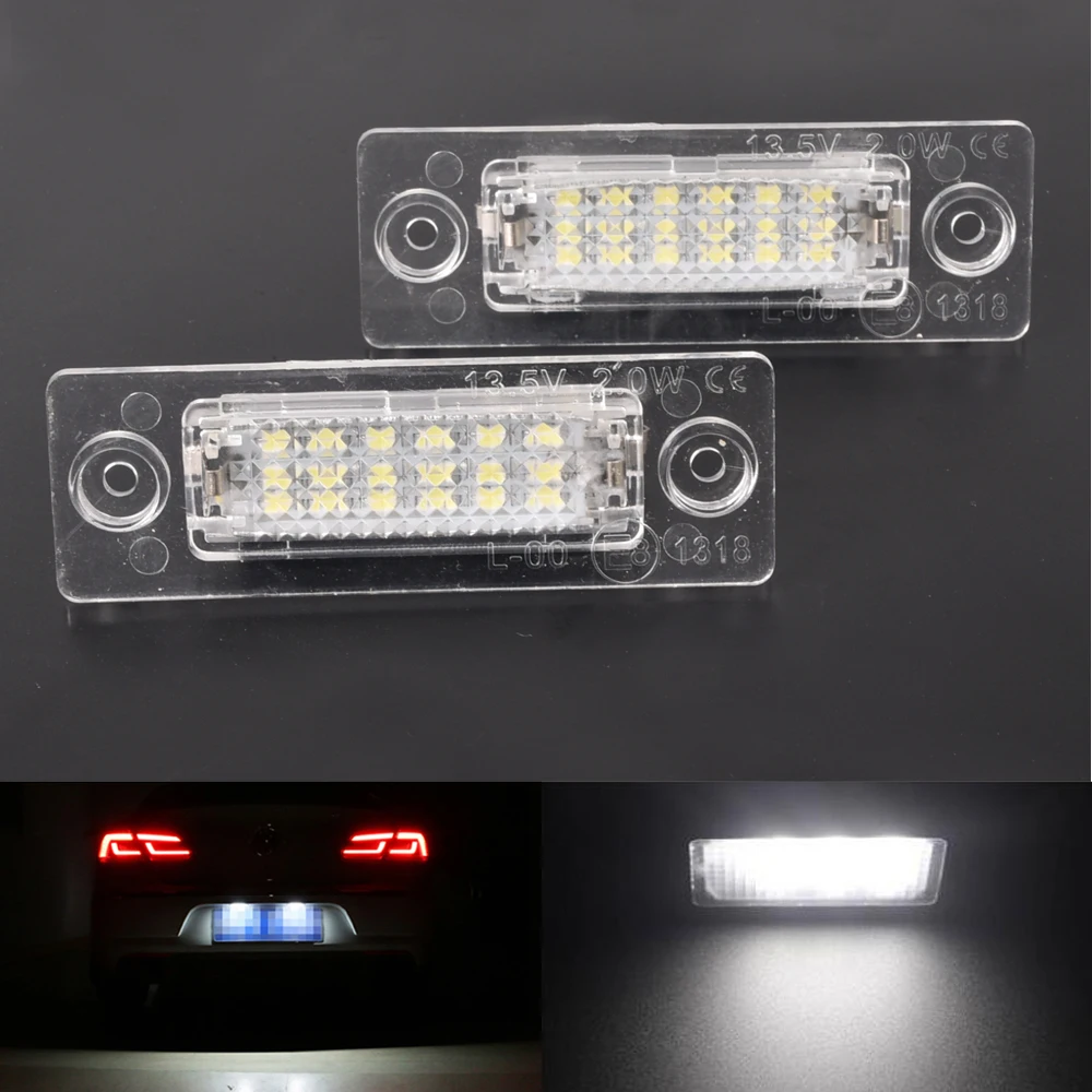2Pcs Car 18LED Error Number License Plate Light Lamp For VW Touran Passat Cimousint B5.5 SKODA Superb 1 3U B5 Car Accessories