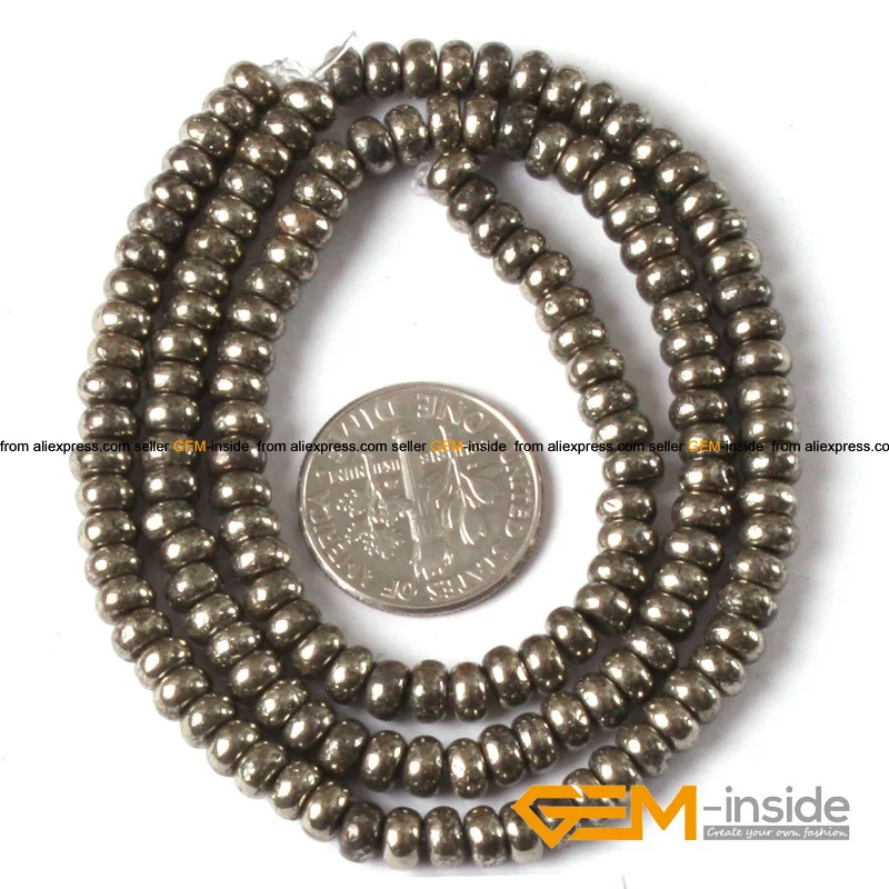 Rondelle Spacer Irony Gray Pyrite Beads Natural Stone Beads DIY Acceories Beads For Jewelry Making Strand 15 Inches