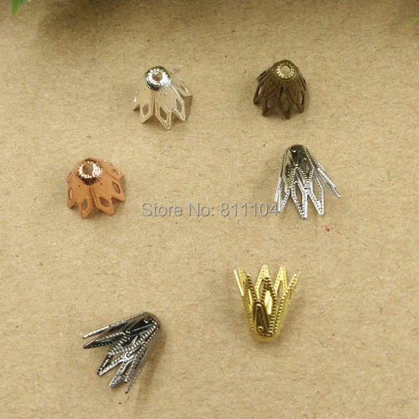 9x10mm Multi-color Plated Brass Metal Blank Filigree Flower Links Spacer Beads Connectors Jewelry Findings Connectors Charms