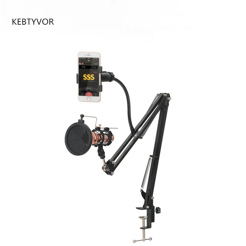 nb-35 Metal Extendable Recording Microphone Stand Tripod Boom Scissor Arm Holder With Microphone Clip Mounting Clamp