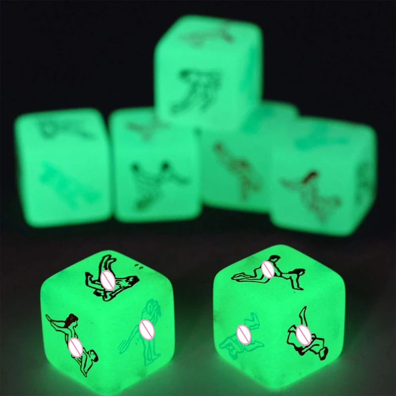 2Pcs 6 Side Erotic Luminous Dice Couples Flirting W/Posture Toys Love Posture Guide Night Lights Luminous Love Dice Sex Toy