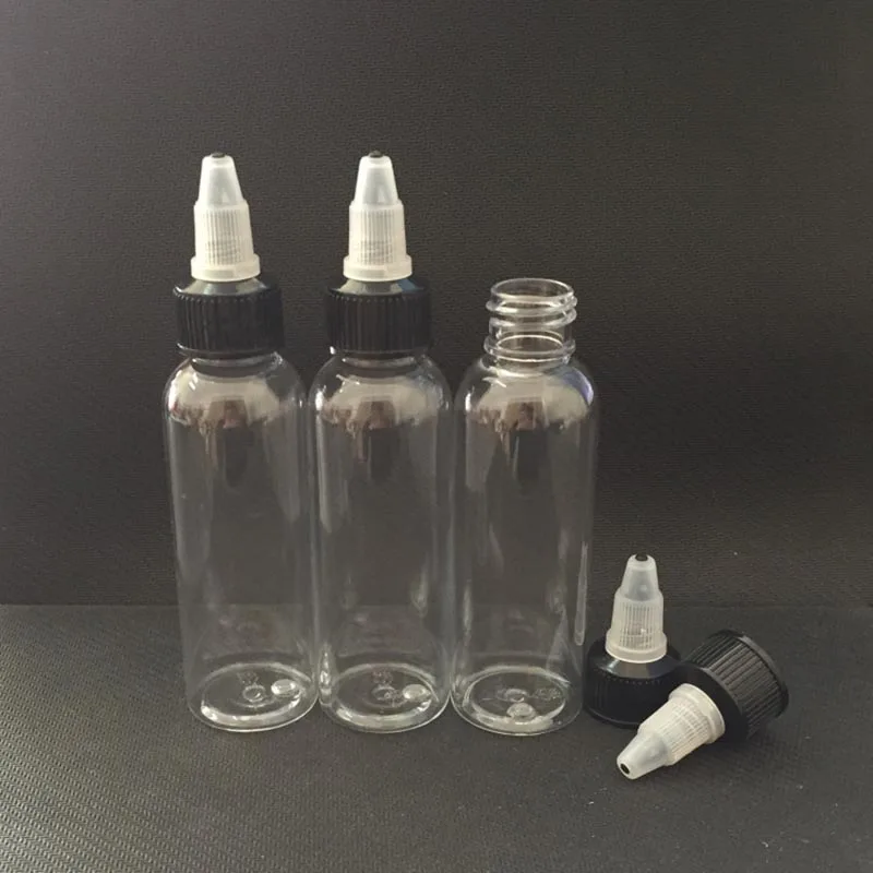 NEW E liquid 60ml PET Plastic Dropper Bottles Empty Tattoo ink bottle Pen Shape Refillable Bottle with Twist Off Caps