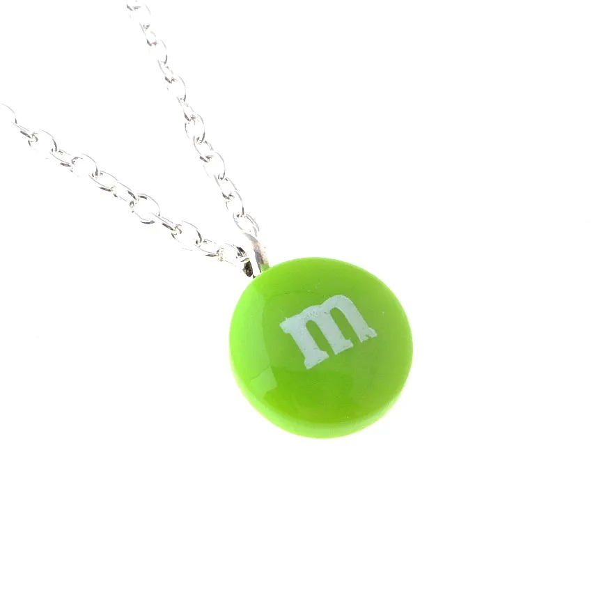 Free Shipping 2pcs Candy Letter M Resin Pendant Necklace 18\