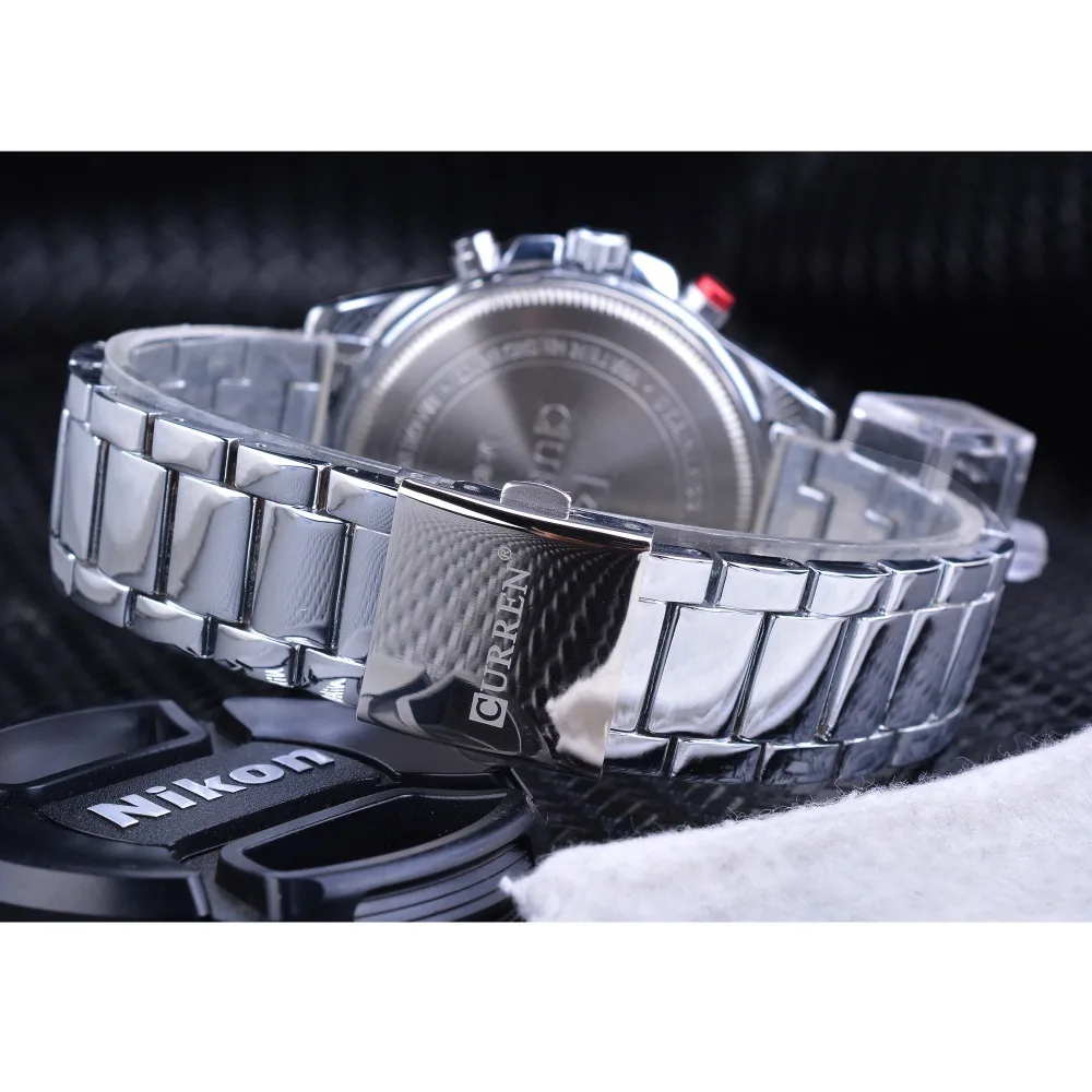 CURREN Silver Stainless Steel 2018 Fashion Blue Hands Mens Quartz Sport Miliatry Wrist Watch Top Brand Luxury Male Montre Homme