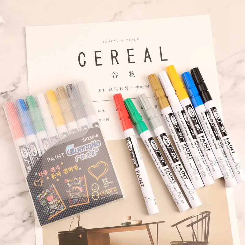 1 Pcs Needle Paint Pen 8 Color Drawing Fineliner Soft Brush Micron Art Markers Sketching Pens Japanese Stationery Art Supplies
