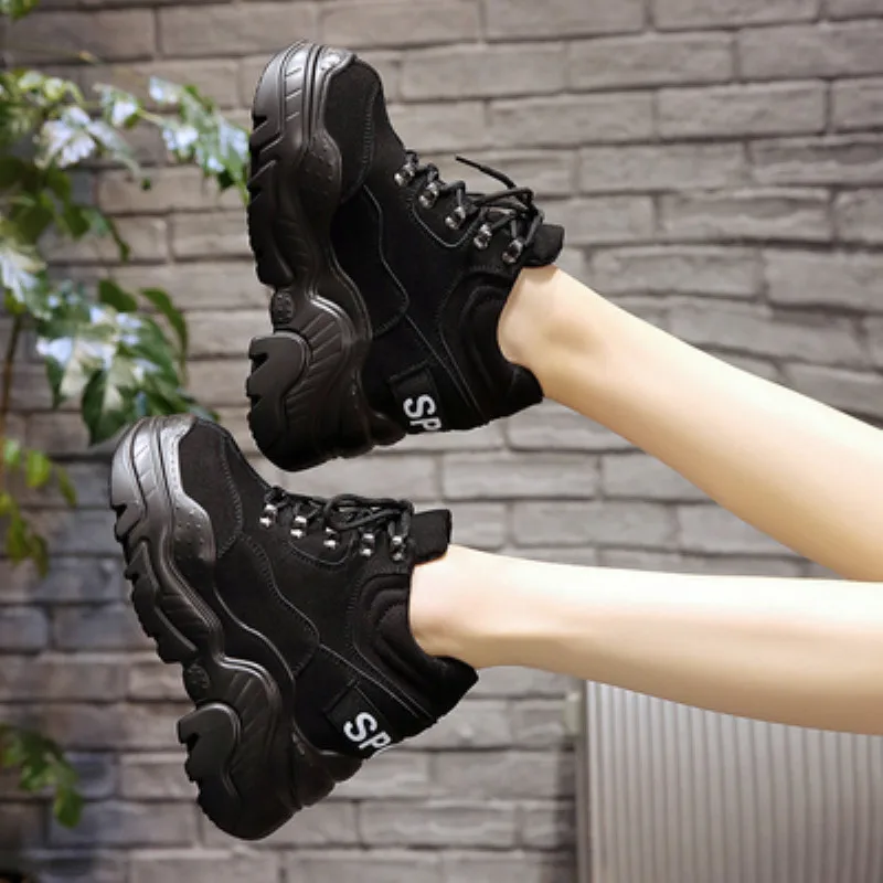 Women High Platform Shoes New Breathable Women Height Increasing Shoes 12 CM Thick Sole Trainers Sneakers Woman Deportivas Mujer