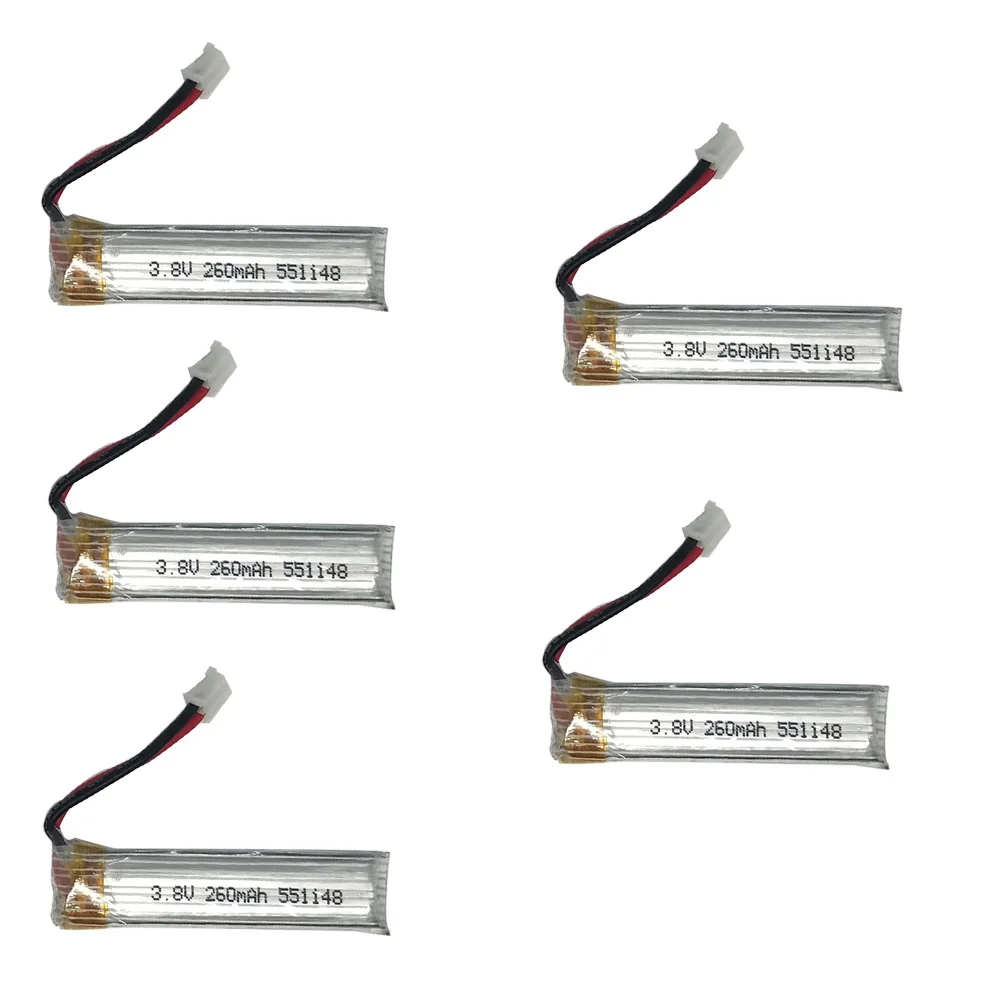 

5PCS 3.8V 260mAh 45C/90C Lipo Battery for US65 UK65 QX65 for UR65 Mobula7 Drone RC Quadcopter PH2.0 Plug 3.8 V battery