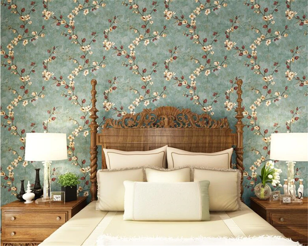 

beibehang American country nonwoven wall paper 3D three-dimensional vintage garden flower bedroom tv background 3d wallpaper