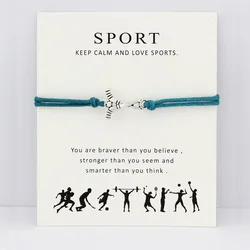 Field Ice Hockey Charm Card Bracelets Volleyball Baseball Softball Basketball Soccer Tennis Sports Jewelry Women Boy Men Gift