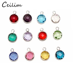 20pcs/lot Birthstone Crystal Charms Month Birthday Stones for Handmade DIY Jewelry Making 8mm Silver Plated Charms Wholesale